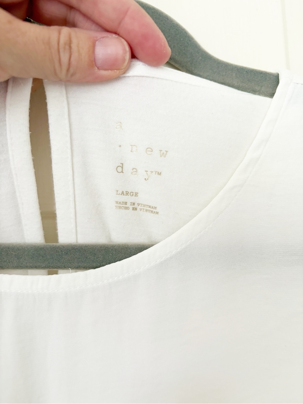 L • a new day • White Tie-Front Women's Top - Picture 4 of 5